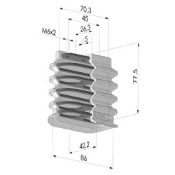 Ventosa oblonga 4.5 Fole Série 4BO 86x42MM - Reforçada