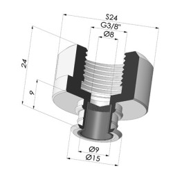 Conector fêmea removível de 3/8G - com filtro