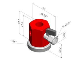 Tomada magnética com 3 saídas, 3/8G fêmea