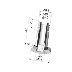 Parafuso M8 - ØCabeça 14 mm - C 20 mm