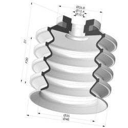 Ventosa 4.5 Série de foles 92 Ø 48 mm para engarrafamento