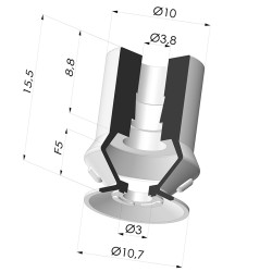 Ventosa 1.5 Fole Série 8 Ø 10,7 mm