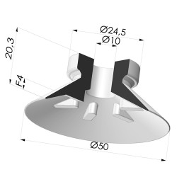 Ventosa plana Série 7 Ø 50 mm