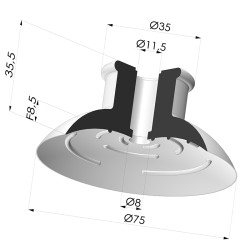 Ventosa plana Série 7 Ø 75 mm
