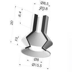 Ventosa 1.5 Fole Série 8 Ø 16MM