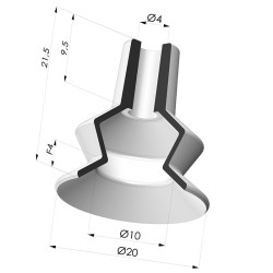 Ventosa 1.5 Fole Série 8 Ø 20MM