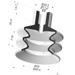 Ventosa 2.5 Fole Série 8B Ø 50MM