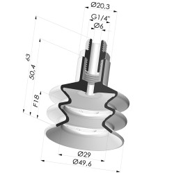 Ventosa 2.5 Fole Série 8B Ø 50MM