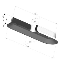 Ventosa oblonga Série 4V 36x12mm