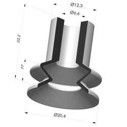 Ventosa 1.5 fole série VCS 1 Ø 20mm