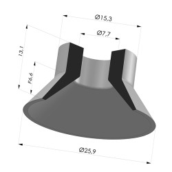 Ventosa plana, série VCP, Ø 26 mm