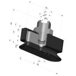 Ventosa oblonga Série 4RP 50x16mm