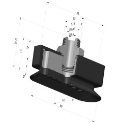 Ventosa oblonga Série 4RP 50x16mm