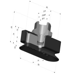 Ventosa oblonga Série 4RP 50x16mm