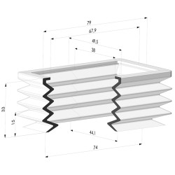 Ventosa retangular Série 4P 74x44mm