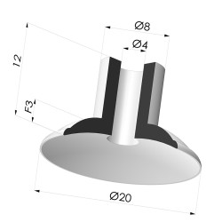 Ventosa plana Série 5 Ø 20 mm