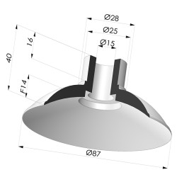 Ventosa plana Série 5 Ø 87 mm
