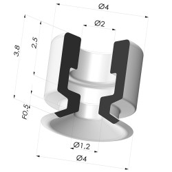Ventosa plana da série PFG Ø 4 mm