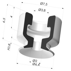 Ventosa plana da série PFG Ø 6,4 mm