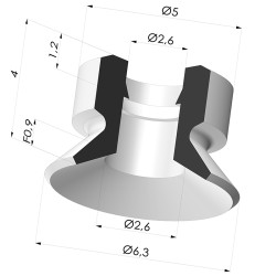 Ventosa plana da série PFG Ø 6,3 mm