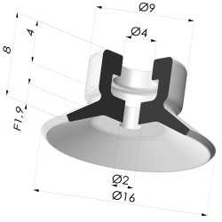 Ventosa plana da série PFG Ø 16 mm