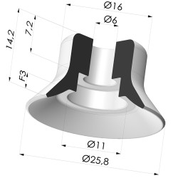 Ventosa plana da série PFG Ø 25,8 mm