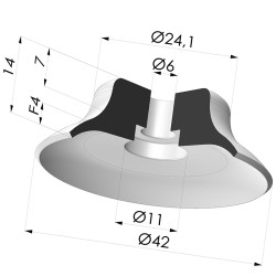 Ventosa plana da série PFG Ø 42 mm