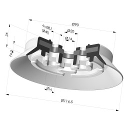 Ventosa plana da série PFG Ø 116,5 mm