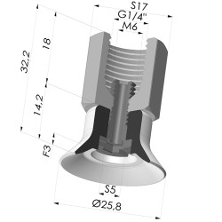 Ventosa plana da série PFTF Ø 25,8 mm