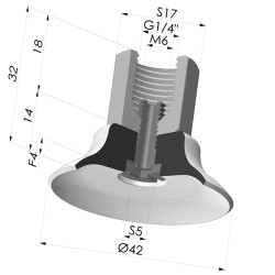 Ventosa plana da série PFTF Ø 42 mm