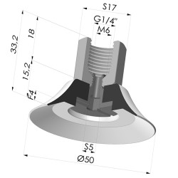 Ventosa plana da série PFTF Ø 50 mm