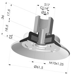 Ventosa plana da série PFTF Ø 61,5 mm