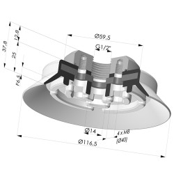 Ventosa plana da série PFTF Ø 116,5 mm