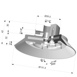 Ventosa plana da série PFTF Ø 151,5 mm
