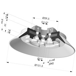 Ventosa plana da série PFTF Ø 151,5 mm