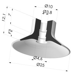 Ventosa plana, série VPC, Ø 25 mm