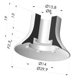 Ventosa plana, série VPC, Ø 29,9 mm