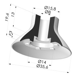 Ventosa plana, série VPC, Ø 35,6 mm