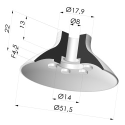 Ventosa plana, série VPC, Ø 51,5 mm