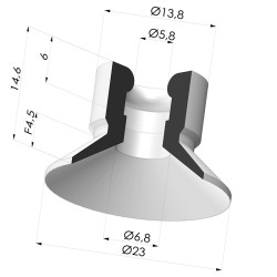 Ventosa plana, série VCP, Ø 23 mm