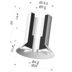 Ventosa plana da série VCP Ø 25 mm