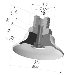 Ventosa plana da série PFTM Ø 42 mm