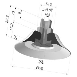 Ventosa plana da série PFTM Ø 50 mm