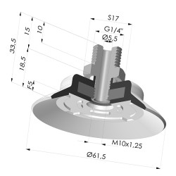 Ventosa plana da série PFTM Ø 61,5 mm