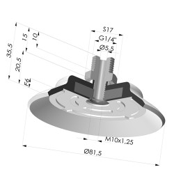 Ventosa plana da série PFTM Ø 81,5 mm