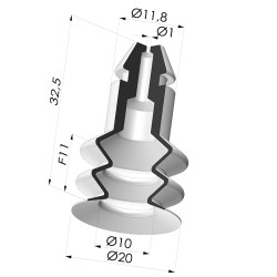 Ventosa 2.5 Fole Série 8 Ø 20MM