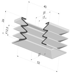 Ventosa retangular Série 4P 52x25mm