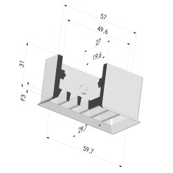 Ventosa retangular Série 4PB 59,7x29,7mm