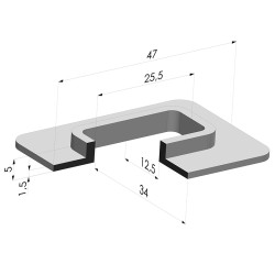 Ventosa retangular Série 4F 47x34mm