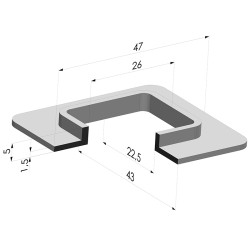 Ventosa retangular Série 4F 47x43mm